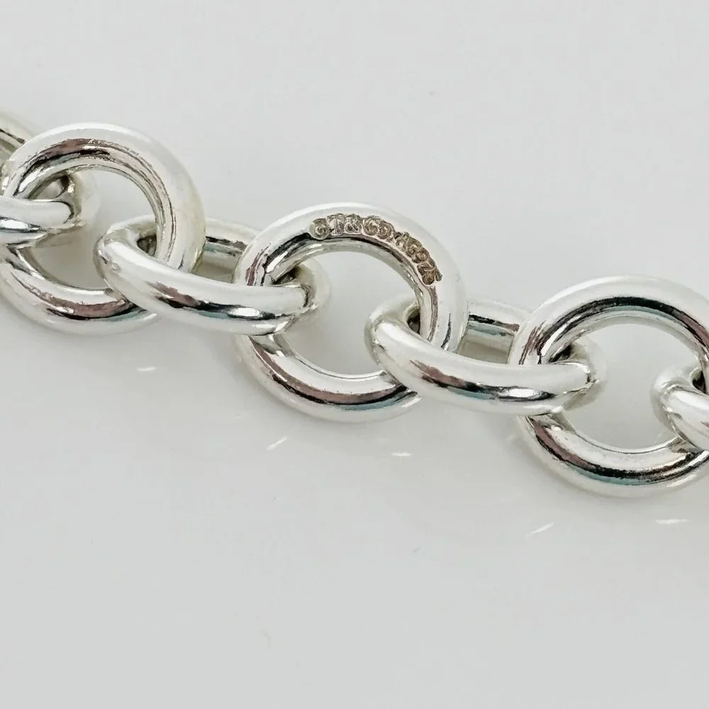 18" Return to Tiffany & Co Heart Padlock Lock Pendant Chain Necklace in Silver - Picture 7 of 7